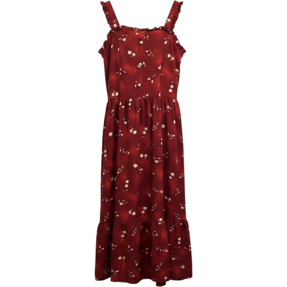 Boutique Floral Midi Dress Cottagecore Dark Romance Whimsigoth Date Women S